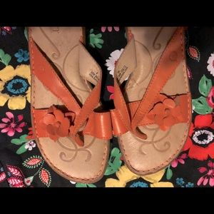 Orange leather size 8 sandals.